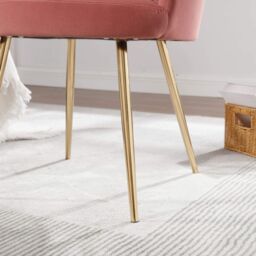 Home Source Boucle Fabric Scallop Shell Chair Wing Back Armchair Sofa Gold Legs in Pink - thumbnail 6