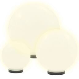 Berkfield Home LED Bowl Lamp Set 3 Pieces Spherical 20/30/40 cm PMMA in White - thumbnail 1
