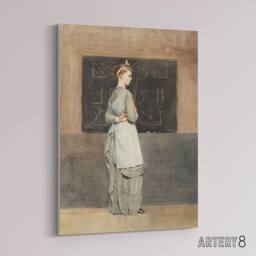 "Artery8 Teacher with Blackboard Winslow Homer Canvas Wall Art Print in Brown - Size: W12"" x H16""" - thumbnail 2