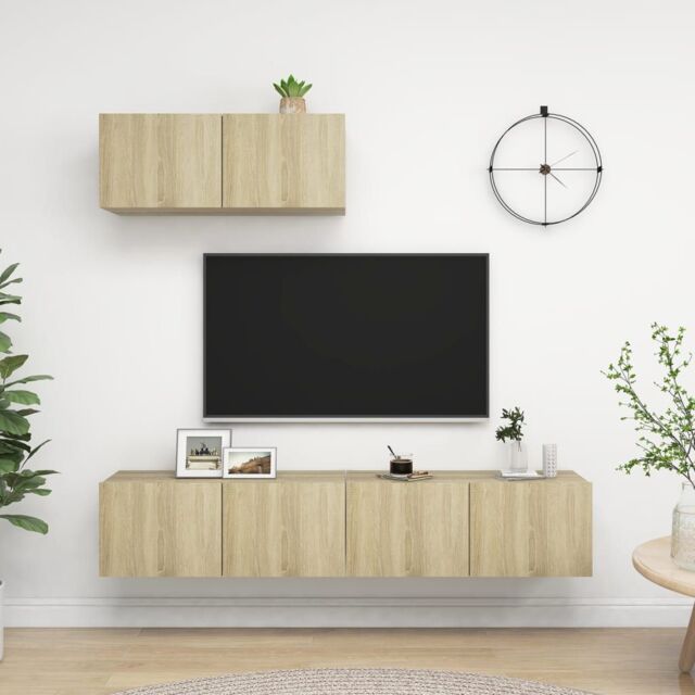Berkfield Home TV Cabinets 3 pcs Sonoma Oak Engineered Wood in Brown - image 1