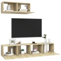 Berkfield Home TV Cabinets 3 pcs Sonoma Oak Engineered Wood in Brown - thumbnail 3