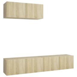 Berkfield Home TV Cabinets 3 pcs Sonoma Oak Engineered Wood in Brown - thumbnail 2