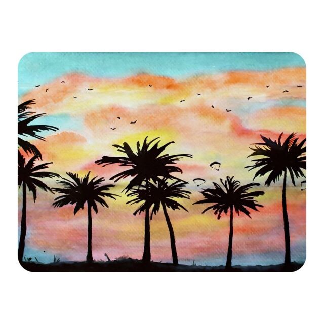 Benjamin Tate Design Palm Trees At Sunset Blanket in Natural - Size: 120 cm x 150 cm - image 1