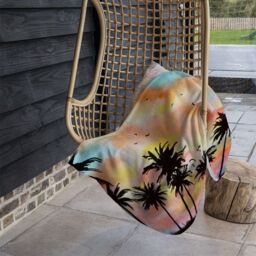 Benjamin Tate Design Palm Trees At Sunset Blanket in Natural - Size: 120 cm x 150 cm - thumbnail 4