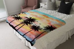 Benjamin Tate Design Palm Trees At Sunset Blanket in Natural - Size: 120 cm x 150 cm - thumbnail 3