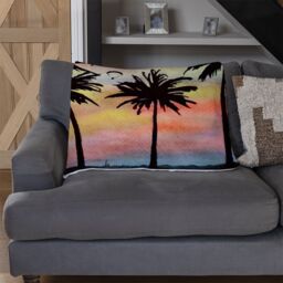 Benjamin Tate Design Palm Trees At Sunset Blanket in Natural - Size: 120 cm x 150 cm - thumbnail 2