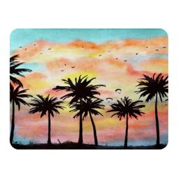 Benjamin Tate Design Palm Trees At Sunset Blanket in Natural - Size: 120 cm x 150 cm - thumbnail 1
