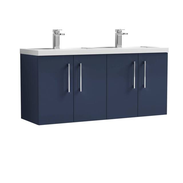 Balterley Level 1200mm Wall Hung 4 Door Unit with Double Basin - Midnight Blue