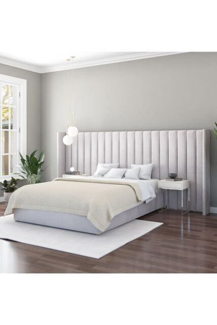 Aspire Grandeur Headboard in Plush Navy in Light Grey - image 1