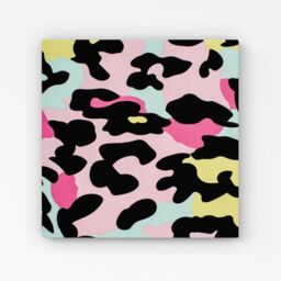 "Warren Reed - Designer Colourful Leopard Print Canvas in Pink - Size: W16"" x H16""" - thumbnail 1