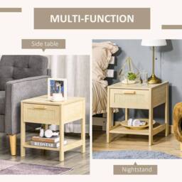 Wyld Haus Vicoha Set of 2 Natural Rattan Drawer Bedside Tables with Open Shelf - thumbnail 7