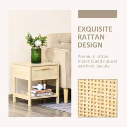 Wyld Haus Vicoha Set of 2 Natural Rattan Drawer Bedside Tables with Open Shelf - thumbnail 4