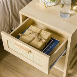 Wyld Haus Vicoha Set of 2 Natural Rattan Drawer Bedside Tables with Open Shelf - thumbnail 8
