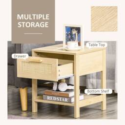 Wyld Haus Vicoha Set of 2 Natural Rattan Drawer Bedside Tables with Open Shelf - thumbnail 5