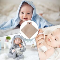 Dyzi Baby Hooded Towel Soft Absorbent Animal Cartoon Bath Towel for Kids in Light Brown - thumbnail 3
