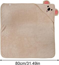 Dyzi Baby Hooded Towel Soft Absorbent Animal Cartoon Bath Towel for Kids in Light Brown - thumbnail 6