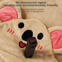 Dyzi Baby Hooded Towel Soft Absorbent Animal Cartoon Bath Towel for Kids in Light Brown - thumbnail 5