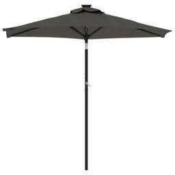 Berkfield Home Garden Parasol with LEDs & Steel Pole Anthracite 225x225x212cm in Dark Grey - Size: 225 x 225 x 212 cm - thumbnail 4