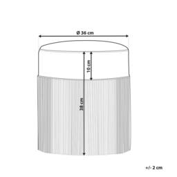 Wyld and Coco Velvet Beige Round Ottoman Pouffe with Tassels - thumbnail 4