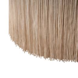 Wyld and Coco Velvet Beige Round Ottoman Pouffe with Tassels - thumbnail 5