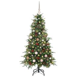 Berkfield Home Elegant Artificial Hinged Christmas Tree Green 150 cm PE & PVC - thumbnail 1