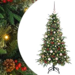 Berkfield Home Elegant Artificial Hinged Christmas Tree Green 150 cm PE & PVC - thumbnail 3