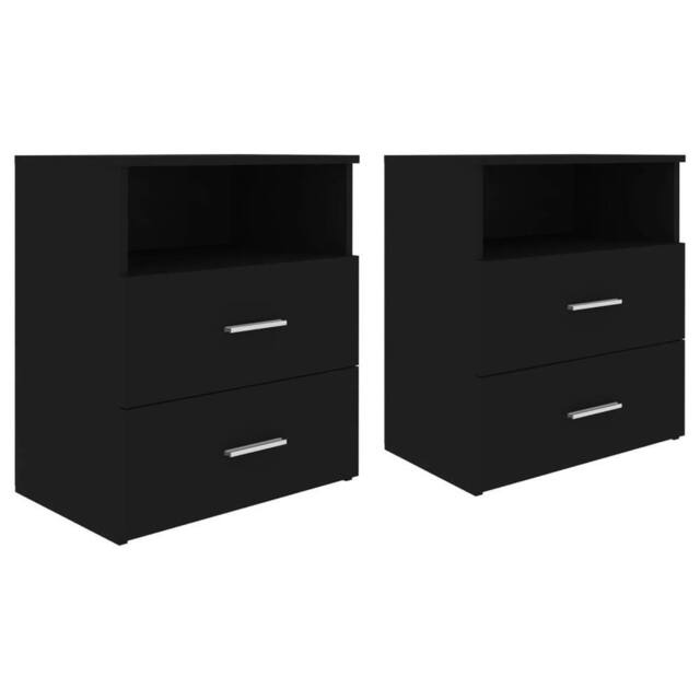Berkfield Home Bed Cabinets 2 pcs Black 50x32x60 cm - Size: 50 x 32 x 60 cm - image 1