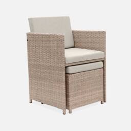 sweeek 6 To 10-seater Rattan Cube Table Set With Chairs in Beige - thumbnail 3