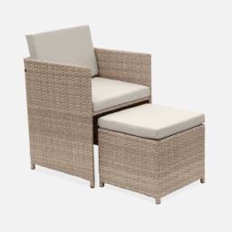 sweeek 6 To 10-seater Rattan Cube Table Set With Chairs in Beige - thumbnail 4