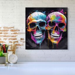Warren Reed - Designer Splashart Happy Skeletons In Glasses Canvas - Size: w10 inch x h10 inch - thumbnail 1