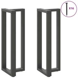 Berkfield Home Modern Bar Table Legs T-Shaped¬†2 pcs Anthracite 50x35x(110-111) in Dark Grey - thumbnail 1
