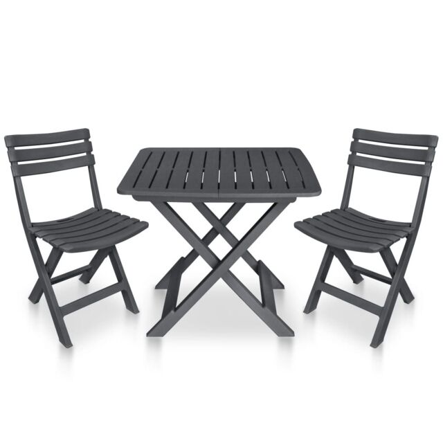 Berkfield Home 3 Piece Folding Bistro Set Plastic Anthracite in Black - image 1