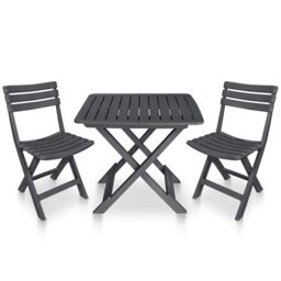 Berkfield Home 3 Piece Folding Bistro Set Plastic Anthracite in Black - thumbnail 1