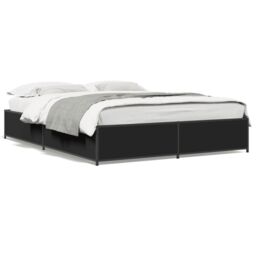 Berkfield Home Bed Frame without Mattress Black 135x190 cm Double - thumbnail 2