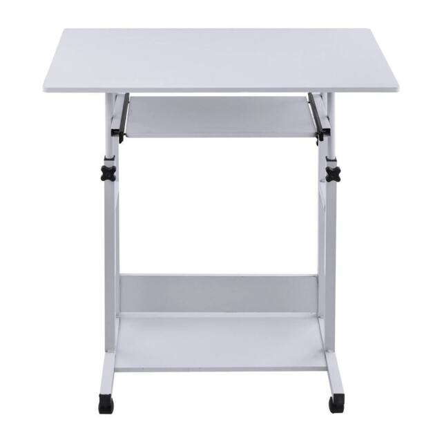 Hinsinc Warm white-Computer Desk PC Table Workstation with Wheels in White - Size: 0.5m x 1m - image 1