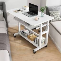 Hinsinc Warm white-Computer Desk PC Table Workstation with Wheels in White - Size: 0.5m x 1m - thumbnail 7