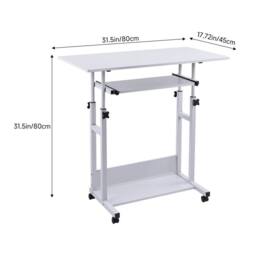 Hinsinc Warm white-Computer Desk PC Table Workstation with Wheels in White - Size: 0.5m x 1m - thumbnail 3