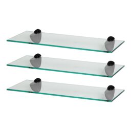 Harbour Housewares 3x Floating Glass Shelves - 50cm - Bathroom Shower Storage Display in Black