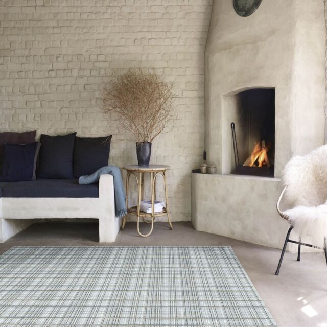 The Rug Shop UK Grey Modern Cheque Easy To Clean Jute Backing Area Rug - Size: 160 cm x 230 cm - image 1