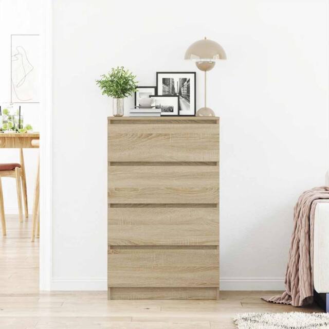 Berkfield Home Sideboard Sonoma Oak 60x35x98.5 cm Engineered Wood in Light Tan - image 1