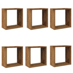 Berkfield Home Wall Cube Shelves 6 pcs Old Wood 30x15x30 cm Engineered Wood in Brown - Size: 30 x 15 x 30 cm - thumbnail 2