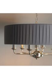 Netlighting Highclere Single Shade Pendant Light Bright Nickel Plate Charcoal Fabric in Grey - thumbnail 3