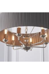 Netlighting Highclere Single Shade Pendant Light Bright Nickel Plate Charcoal Fabric in Grey - thumbnail 5