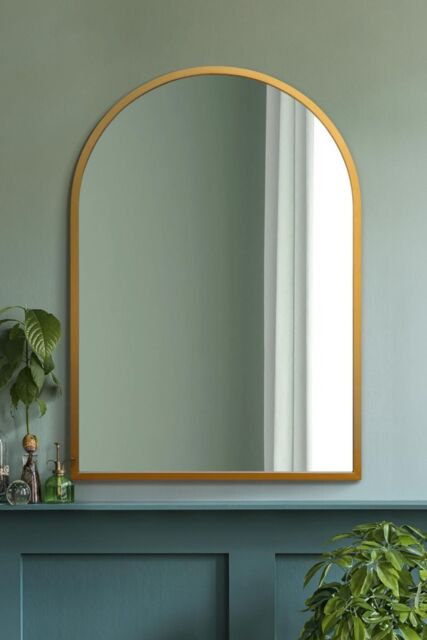 "MirrorOutlet Gold Metal Framed Arched Wall Mirror 39"" X 27"" (100CM X 70CM) - Size: 1 Pack" - image 1