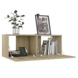 Berkfield Home Sturdy 6 Piece TV Cabinet Set Sonoma Oak Engineered Wood in Light Oak - thumbnail 4
