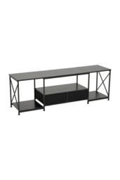 Living and Home TV Stand with Fabric Drawers in Black - thumbnail 6