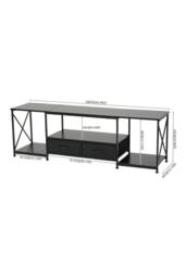 Living and Home TV Stand with Fabric Drawers in Black - thumbnail 8