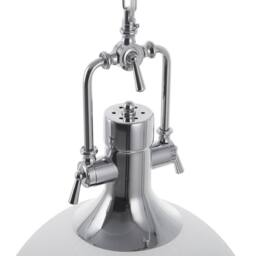 Wyld and Coco Industrial Pendant Lamp White Frosted Glass Bowl Silver Metal Frame - thumbnail 6