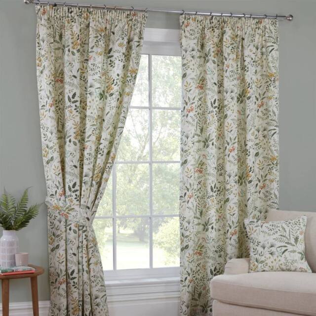 Sundour Cleo Pencil Pleat Headed Ready Made Curtains in Green - Size: 117 cm width x 137 cm drop - image 1