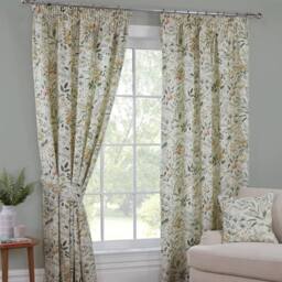 Sundour Cleo Pencil Pleat Headed Ready Made Curtains in Green - Size: 117 cm width x 137 cm drop - thumbnail 1